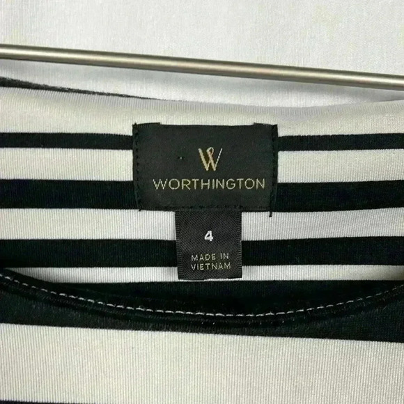 Worthington Womens Dress Black & White 4 Sleeveless Round Neck Knee Length EUC - Picture 2 of 11